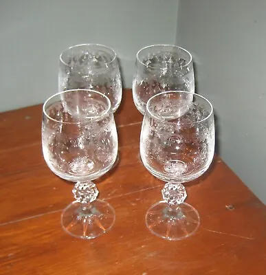Buy 4 Bohemian Fine Crystal Cordial Glasses Lace Pattern Faceted Ball Stem Etched • 32.61£