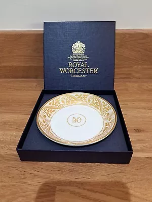 Buy  Boxed ROYAL WORCESTER BONE CHINA 50th OCCASION COASTERS / Trinket Dish • 9.95£