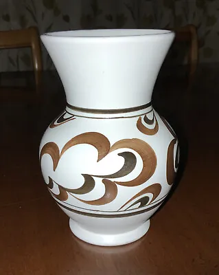 Buy E Radford Vintage Pottery Vase Hand Painted - White And Brown • 4.99£
