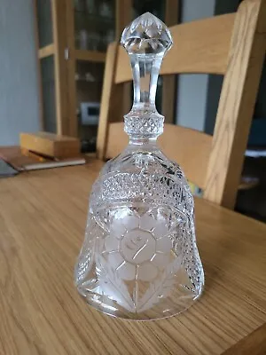 Buy Vintage Crystal Cut Glass Bell Sunflower And Diamond Pattern. • 7£