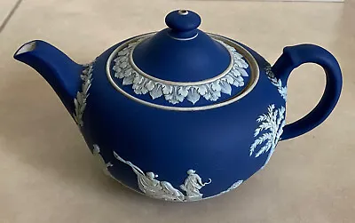 Buy Antique Wedgwood Dark Blue (Cobalt) Jasperware Tea Pot - 1907 • 18£
