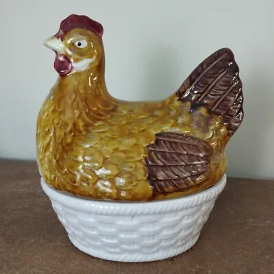 Buy Vintage Portugal, Brown Glazed Ceramic Hen On Nest, Bowl • 11.95£