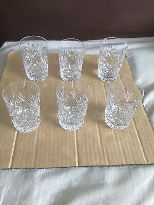 Buy 6 X Heavy Cut Glass Whiskey Glasses • 9.38£