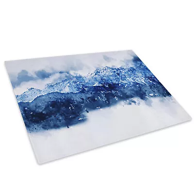 Buy Blue White Navy Mountains Glass Chopping Board Kitchen Worktop Saver Protector • 15.99£