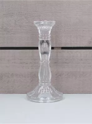 Buy Gisela Graham Candlestick Glass Moulded Clear 20 Cm • 10.99£