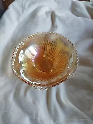 Buy Carnival Glass Bowl Dish 3 Footed Marigold Iridescent Candy Vintage 6” • 9.48£