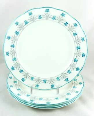 Buy Fab Set 4 Bread Plates George Jones Crescent Bone China 32963 Aqua Blue Flowers • 36.99£