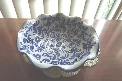 Buy Vintage Blue White Floral Italian Pottery Centerpiece Bowl Made  Italy  Ceramic • 20.87£
