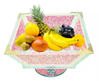 Buy Pink Sparkly Fruit Bowl Crushed Diamond Crystal Filled Pink Home Kitchen • 36.99£