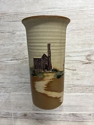 Buy Rob Fierek Studio Pottery Vase With Cornish Tin Mine & Tree Decoration Signed • 32£