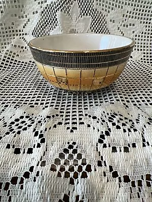 Buy Bitossi Pottery Seta Bowl Aldo Londi Stripes Vintage Pottery Black/Gold Italy • 28.95£