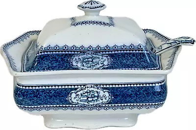 Buy Vintage Coronaware Hancock Laurel Large Soup Tureen Blue And White With Ladel • 21.99£