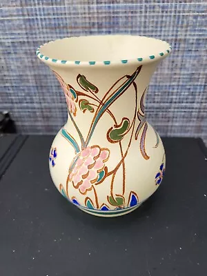 Buy Vintage Handpainted Vase Honiton Pottery Devon Soft Colours Floral 5  P Seaton • 12.50£