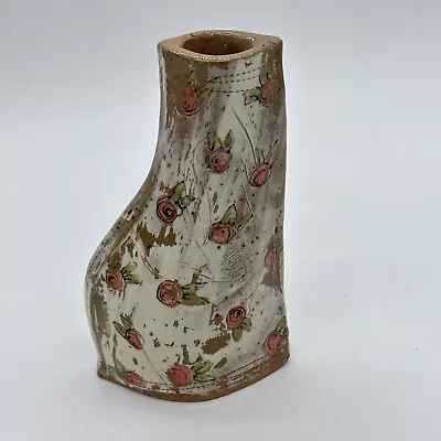 Buy Clay Pottery Unique AMV Crude Glazed Bud Vase Floral Rose Design • 22.10£