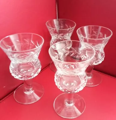 Buy 4 X Vintage Edinburgh Crystal Thistle Shape Wine Glasses Approx 5 Inch Tall • 49.99£