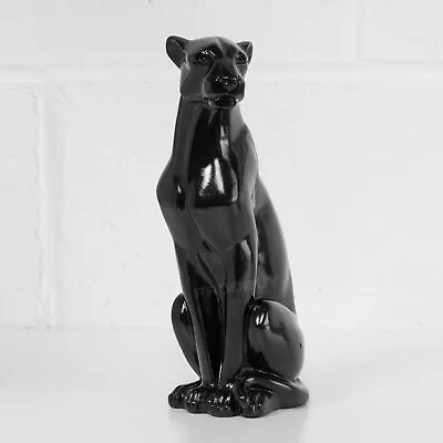 Buy 27.5cm Black Leopard Ornament Figurine Sculpture Animal Cheetah Cat Statue Gift • 22£