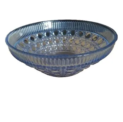 Buy Gorgeous Windsor Blue By Federal Glass Button & Cane 10  Large Centerpiece Bowl • 35.05£