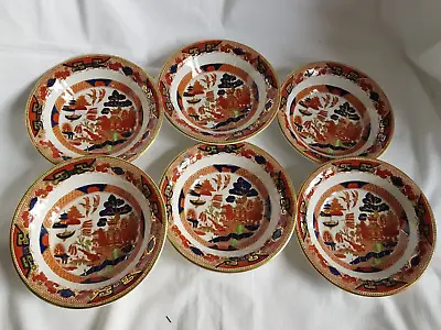 Buy Antique Victorian Ridgway England Semi China Gaudy Willow 6 Sweet Bowls • 10£