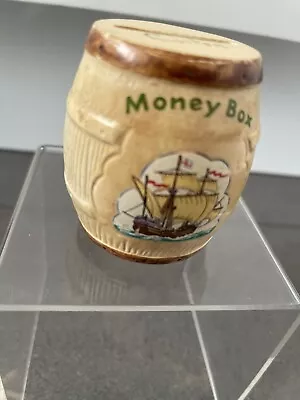 Buy Ceramic Vintage Manor Ware Mini  Barrel Corton Collectable Money Box 7cm • 4.99£