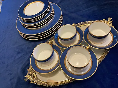 Buy Vtg 1978 Fitz & Floyd Renaissance Cerulean Blue Dinnerware 20 Pieces Excellent • 431.57£