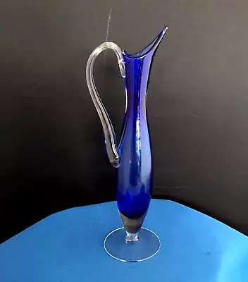 Buy Cobalt Blue Decanter/Vase - Mid Century Modern Hand Blown Glass (likely Italian) • 29£