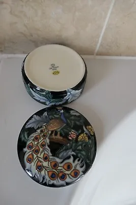 Buy Old Tupton Ware 11.6 Cm Circular Black Box/cover With Tubeline Peacock On Branch • 29.50£
