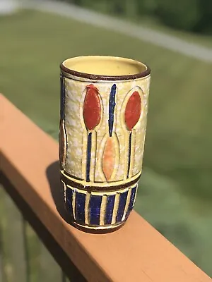 Buy Mid Century Italian Multi Color Hand Made Incised Art Pottery 7” Vase Bitossi? • 28.76£