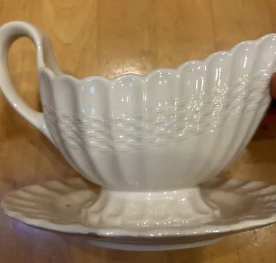 Buy Vintage Copeland Chelsea Wicker Spode Gravy Boat Plate Porcelain England • 75.76£