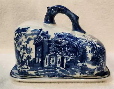Buy Victoria Ware Flow Blue Ironstone Covered Dome Lid Bread Cheese Serving Platter • 38.51£