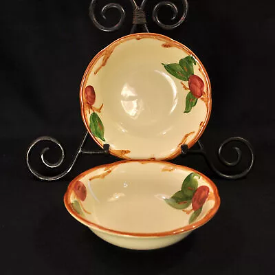 Buy Franciscan Apple 2 Coupe Cereal Bowls 6  Hand Painted Red Green Brown 1947-1949 • 51.13£