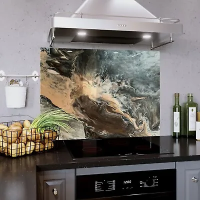 Buy Glass Splashback Kitchen Tile Cooker Panel ANY SIZE Liquids Marble Clouds Art • 137.69£