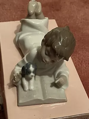 Buy NAO By Lladro  1285 - “Repeat After Me” - Boy Reading Book With Dog • 10.99£