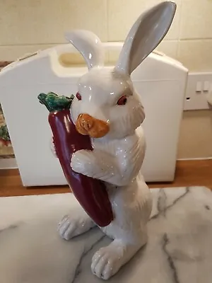 Buy  Rabbit Large Pottery Rabbit Holding Carrot H14  X W5  Vgc • 35£