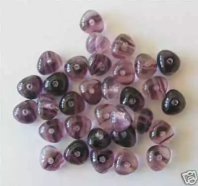 Buy 20 Czech Nugget Glass Spacer Beads - Amethyst/Crystal - 6mm X 4mm • 2.79£