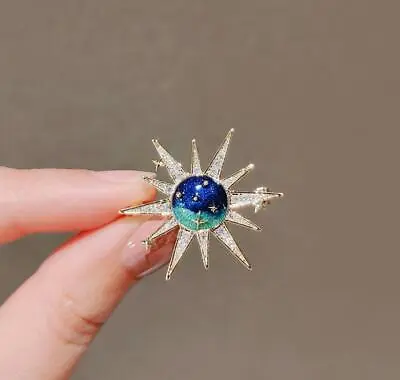 Buy Art Deco Style Enamel Crystal Starry Sky Sun Brooch Badge Pin Gift • 5.99£