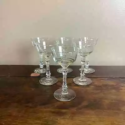 Buy Vintage SIX Champagne Coupe Glasses 1940s Art Deco Cocktail Cut Stemware Barware • 56.83£