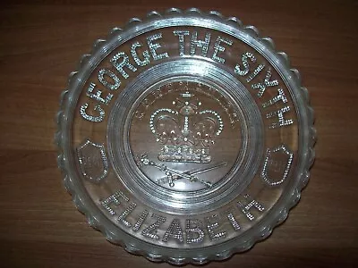 Buy George The Sixth 1937 Elizabeth Glass Etched Coronation Plate Bowl Royalty • 5£