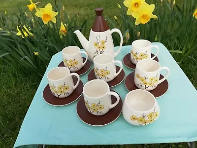 Buy Carlton Ware Mimosa Pattern Coffee Pot, 6 Cups And Saucers & Sugar Bowl • 35£