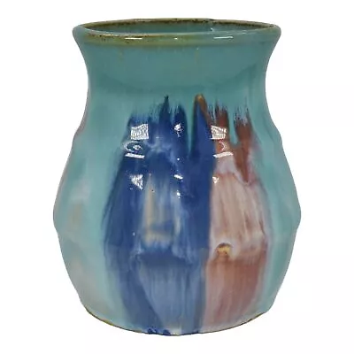 Buy Hull Early Art Stoneware 1920s Vintage Art Pottery Blue And Red Ceramic Vase 40 • 72.04£