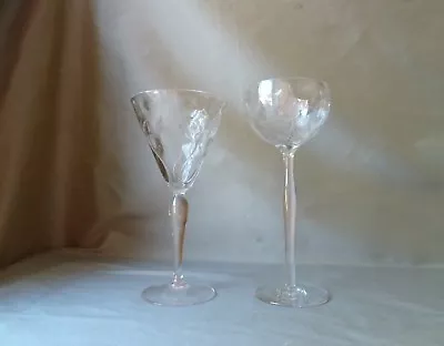 Buy 2 Antique Intaglio Cut Wine Glasses, Probably By Webb, H18cm • 25£