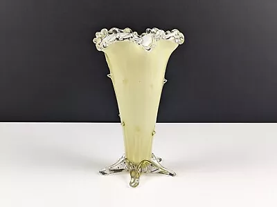 Buy Victorian Pale Yellow & White Opal Glass Trumpet Thorn Vase, Possibly John Walsh • 59£