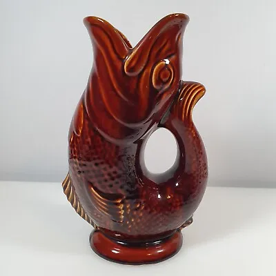 Buy Vintage Dartmouth Devon Gluggle Jug Brown 9  Fish Vase  • 38£