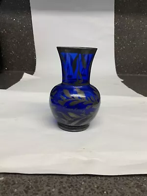 Buy A Cobalt Blue Silver Overlay Cortina Glass Small Vintage Vase (uk Only). • 22£