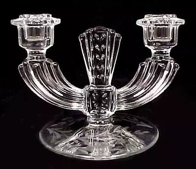 Buy Tiffin Candle Holder Elegant Depression Glass Double 2 Lite Taper Floral Vintage • 10.57£