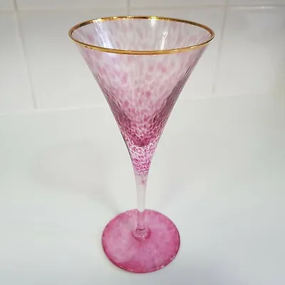 Buy Waterford Crystal Wine Flute Glass Rebel Cocktail Pink Gold Rim Ireland 19cm • 31.50£