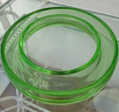 Buy Vintage Art Deco Green Glass Round Ring Posy Vase - Bagley? • 12£