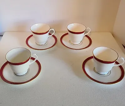 Buy ROYAL WORCESTER HOWARD RUBY RED GOLD TEA COFFEE CUPS & SAUCERS SET Of 4 • 38.41£