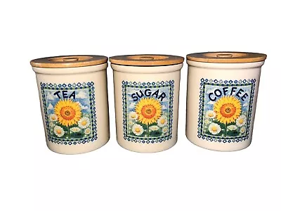 Buy Cloverleaf Sunflowers  Tea/Coffee/Sugar Set Canister Storage English Pottery • 24.99£