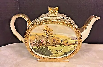 Buy Ant Sadler Porcelain Teapot W/ Lid Gold Gilt Hunt Scene #1713 Made In England • 175.30£