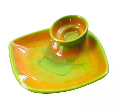 Buy Vintage Ceramic Ashtray Glassware Green Yellow California 1960's • 94.87£